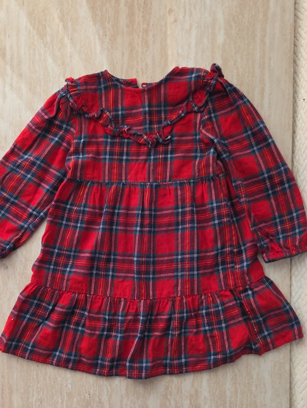Primark Red and Navy Plaid Ruffle Hem Dress